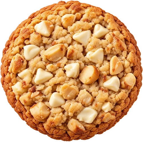 White Choc Mac Nut Attack cookie